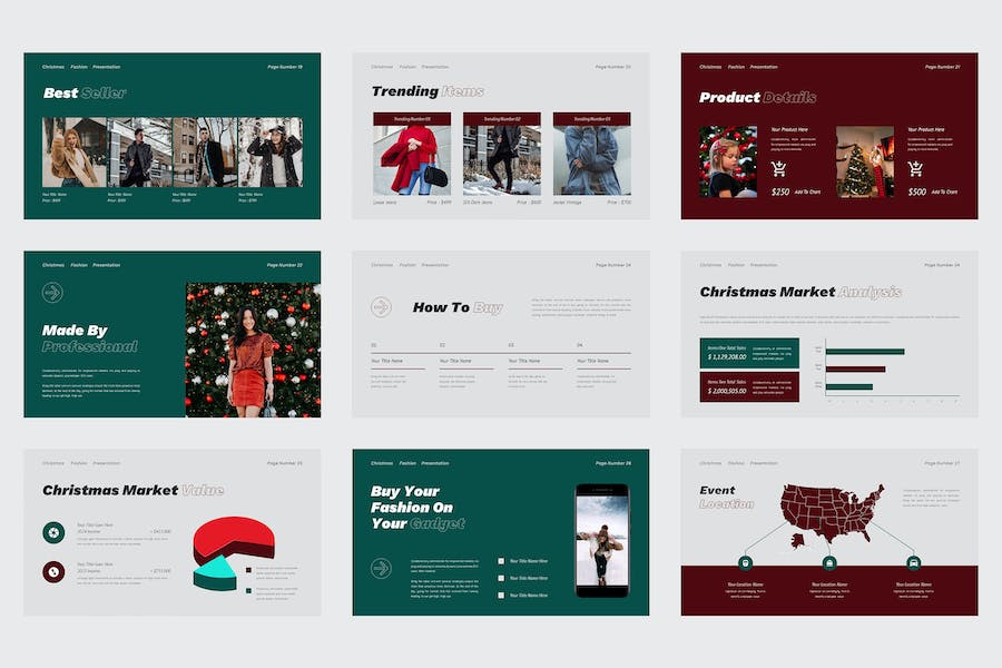 简约时尚圣诞节时尚主题keynote模板 - 顶尖PPT