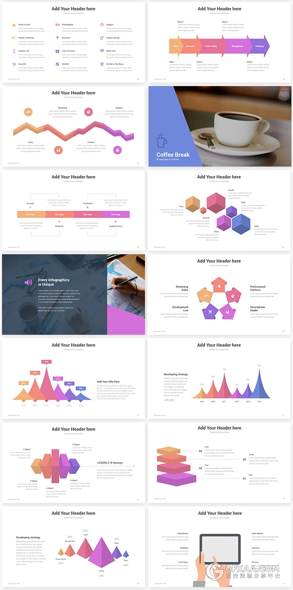 130页欧美高端炫酷色彩PPT模板 - 顶尖PPT