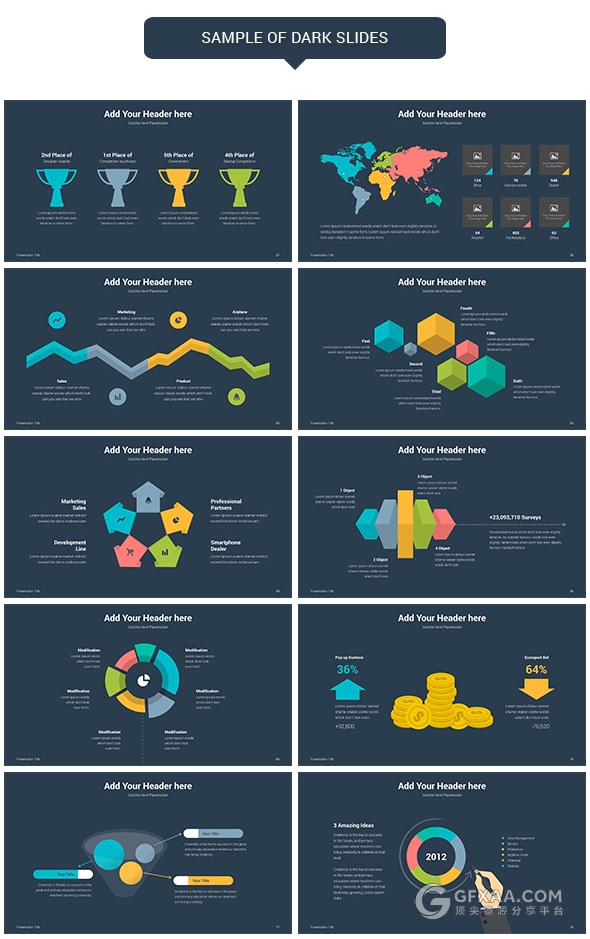 130页欧美高端炫酷色彩PPT模板 - 顶尖PPT