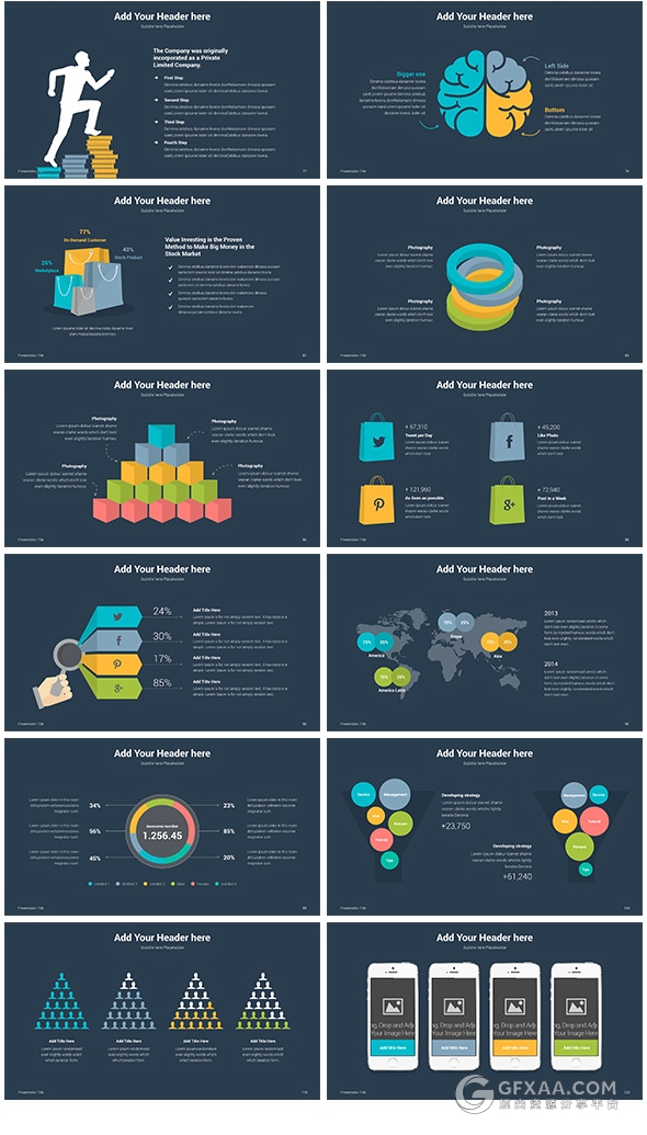 130页欧美高端炫酷色彩PPT模板 - 顶尖PPT