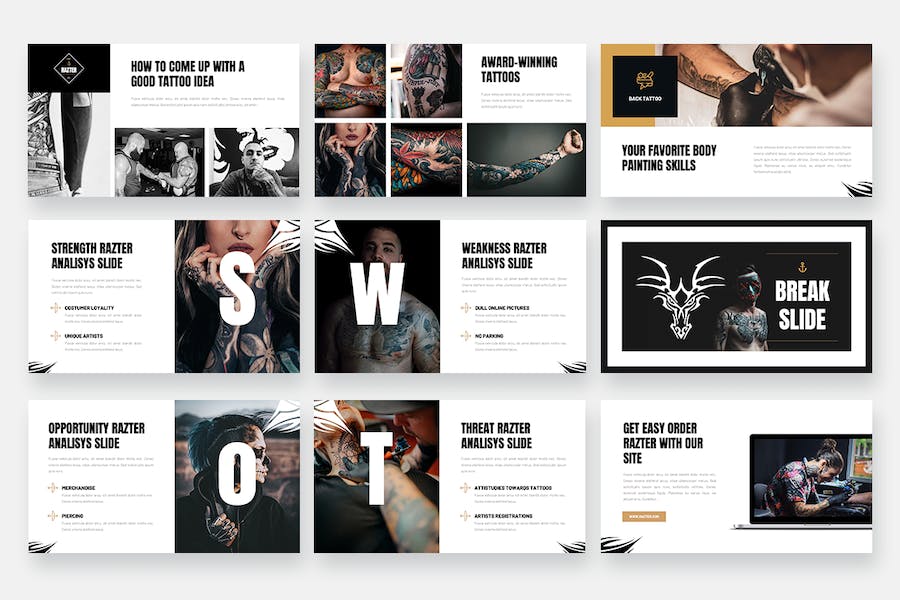 纹身穿孔工作室业务展示简介keynote模板 - 顶尖PPT