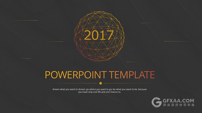 点线立体球形网科技感工作总结PPT模板 - 顶尖PPT