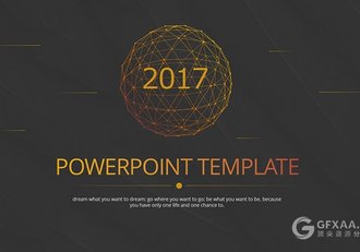 点线立体球形网科技感工作总结PPT模板 - 顶尖PPT