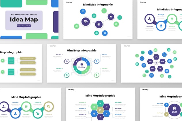 思维导图信息图形keynote模板 - 顶尖PPT