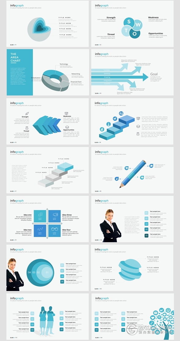 100多页多图形商务通用PPT模板 - 顶尖PPT