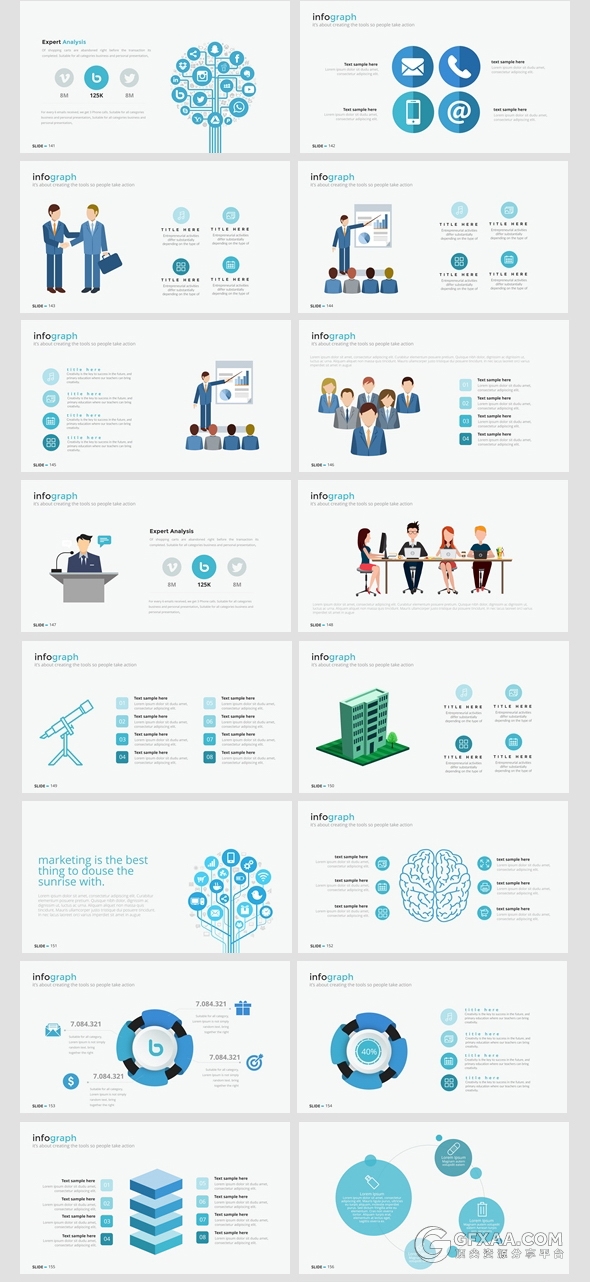 100多页多图形商务通用PPT模板 - 顶尖PPT