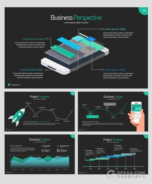 85页10款不同颜色数据图表年计划总结PPT模板 - 顶尖PPT