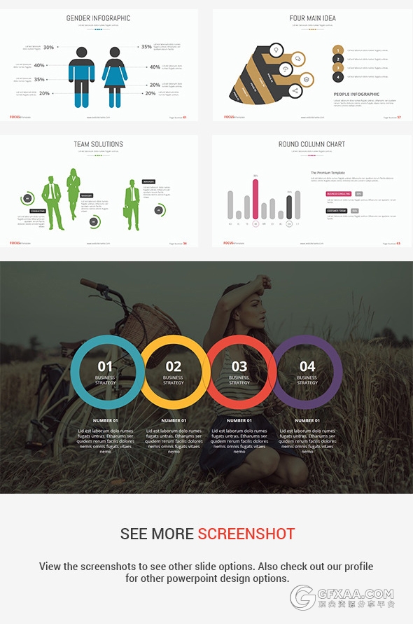6款不同颜色数据图表年计划总结PPT模板 - 顶尖PPT