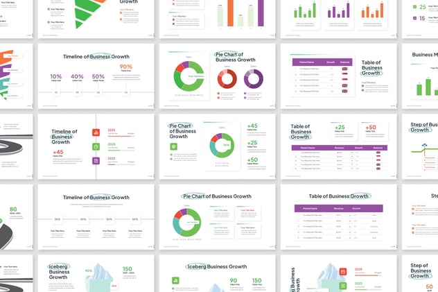 可视化业务增长数据图形keynote模板 - 顶尖PPT