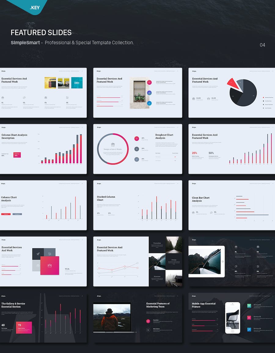 欧美创意简约质感商务多用途keynote模板 - 顶尖PPT