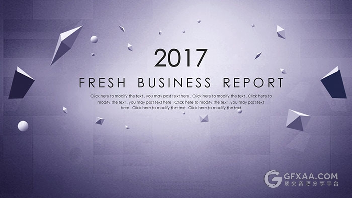 立体漂浮多边形风格PPT模板 - 顶尖PPT