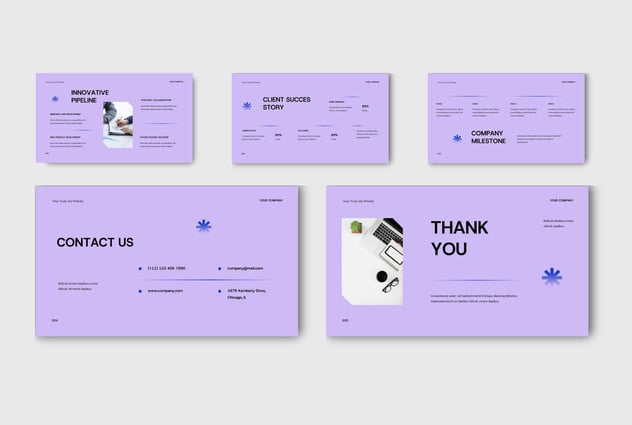 紫蓝极简主义商业公司简介PPT模板 - 顶尖PPT