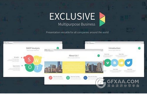 60多页多边形组合唯美文艺配色PPT模板 - 顶尖PPT