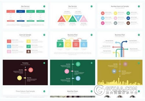 60多页多边形组合唯美文艺配色PPT模板 - 顶尖PPT