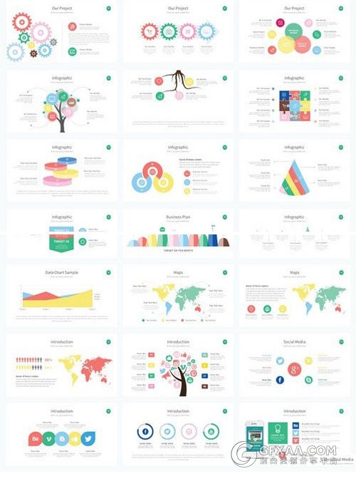 60多页多边形组合唯美文艺配色PPT模板 - 顶尖PPT