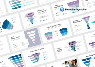 蓝色漏斗信息图形keynote模板 - 顶尖PPT