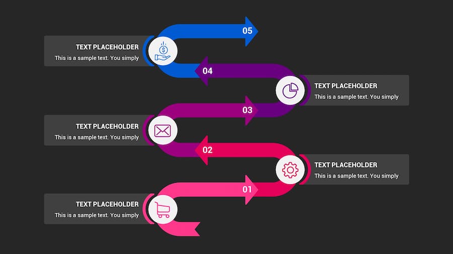 箭头图表深色注释记号Keynote模板 - 顶尖PPT