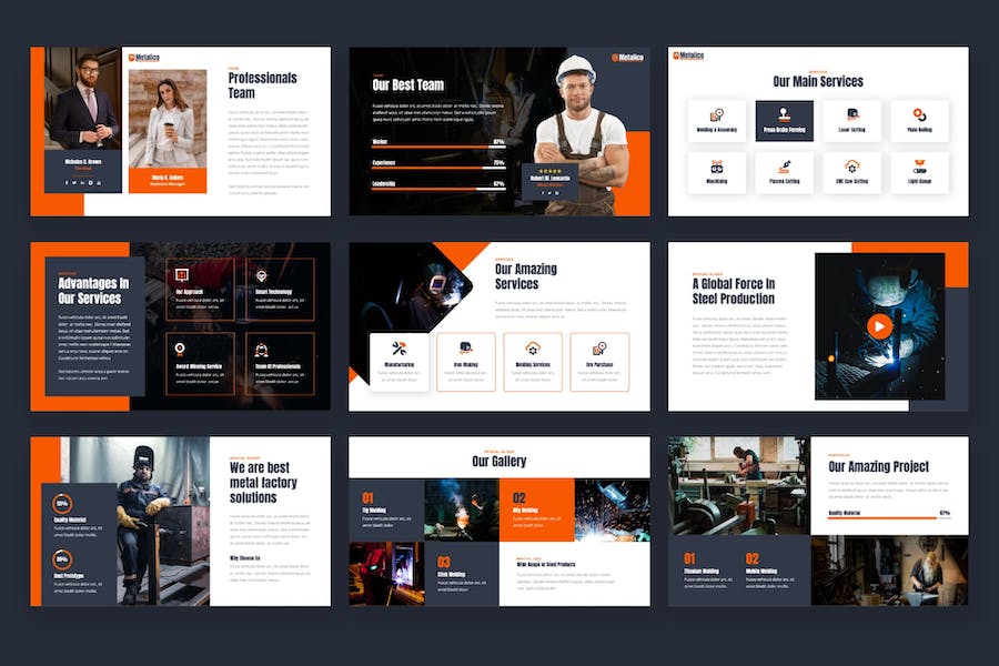 金属工厂业务展示PPT模板 - 顶尖PPT