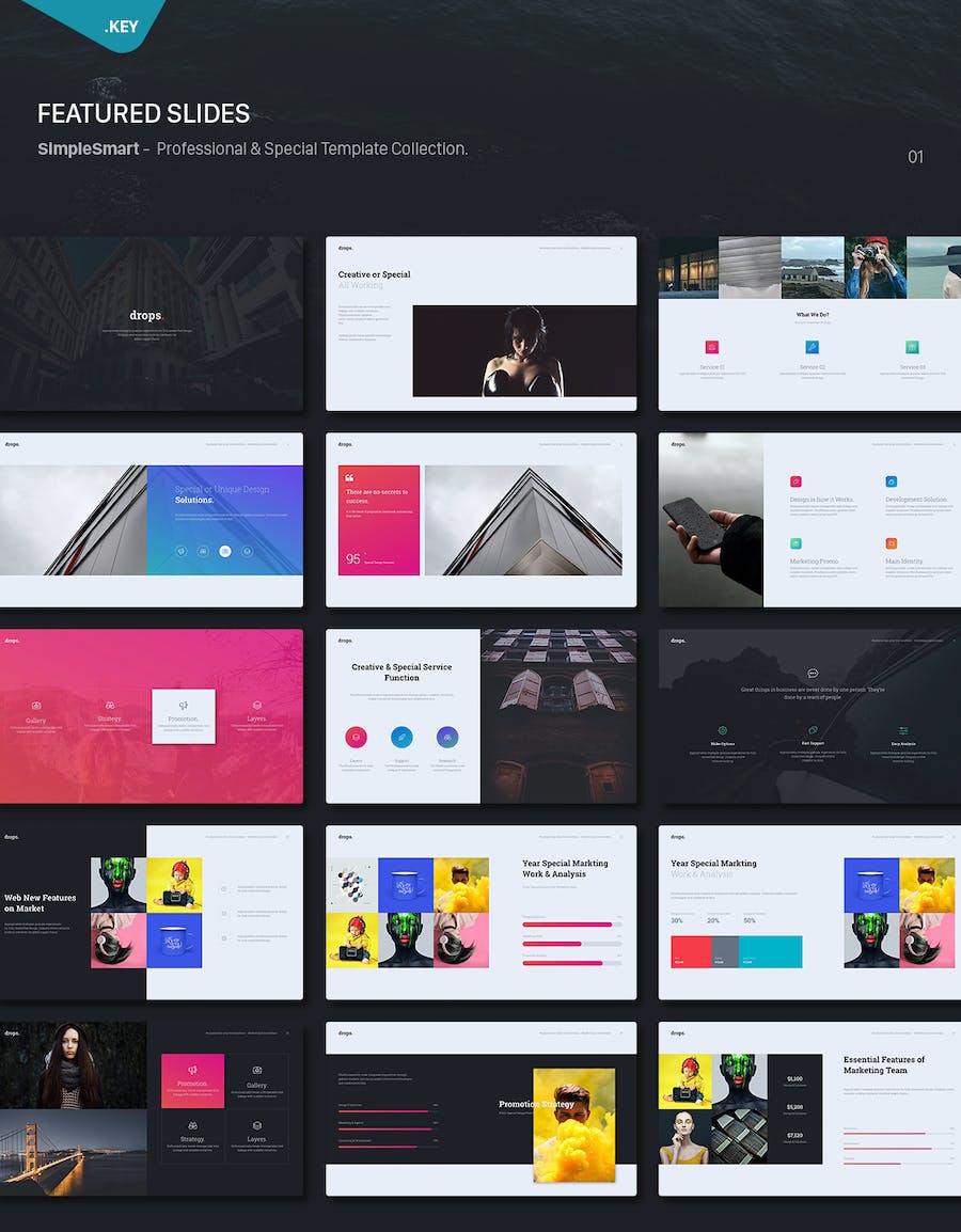 欧美创意简约质感商务多用途keynote模板 - 顶尖PPT