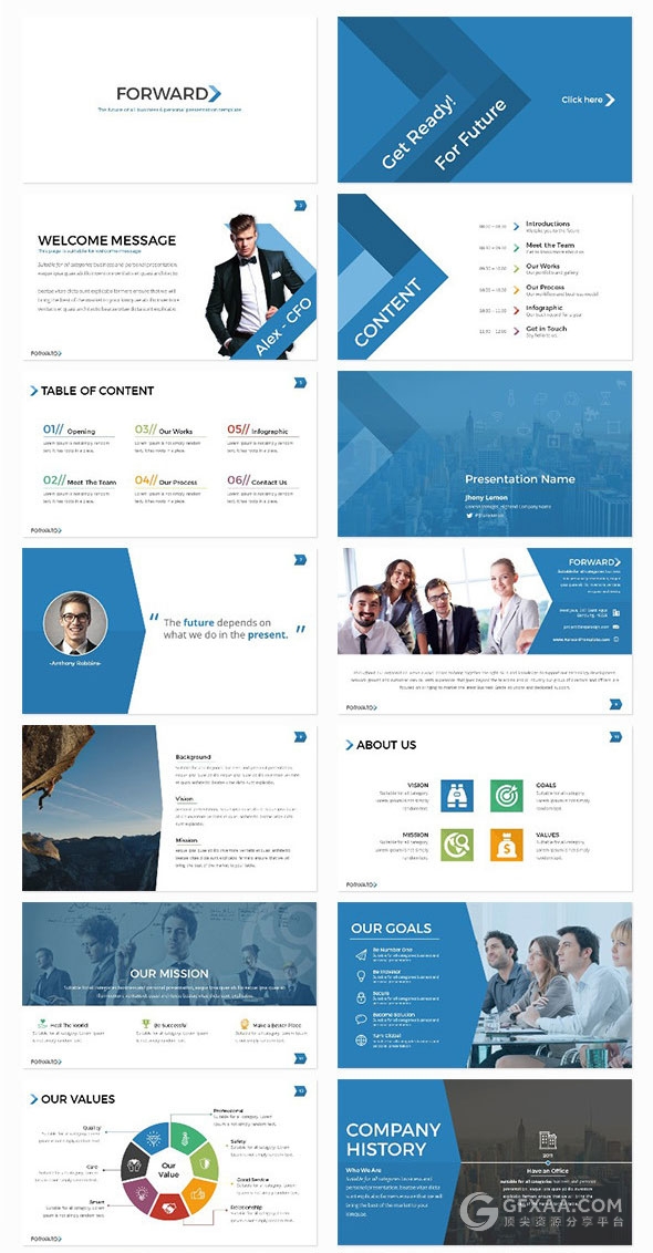 200页高端商务图形图标+产品展示+地图多用途PPT模板 - 顶尖PPT