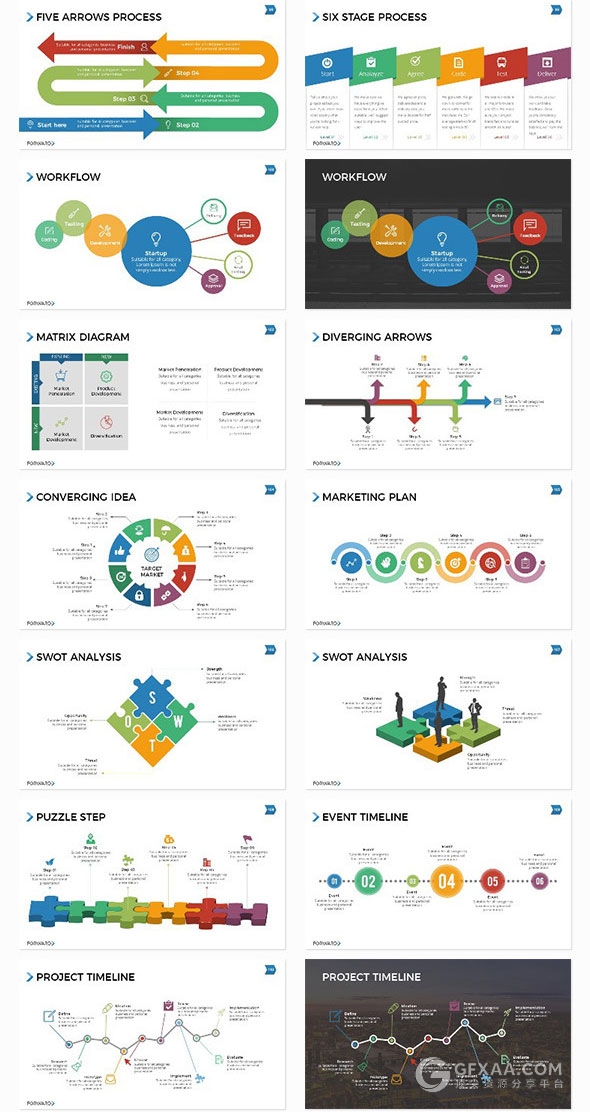 200页高端商务图形图标+产品展示+地图多用途PPT模板 - 顶尖PPT
