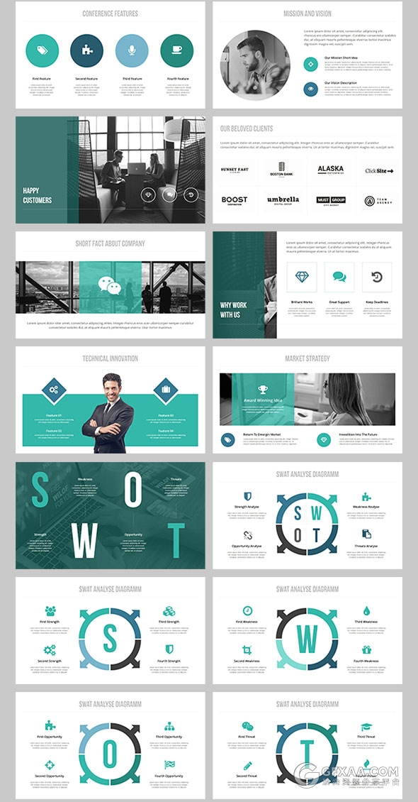 20种配色主题150页高端商务PPT模板 - 顶尖PPT