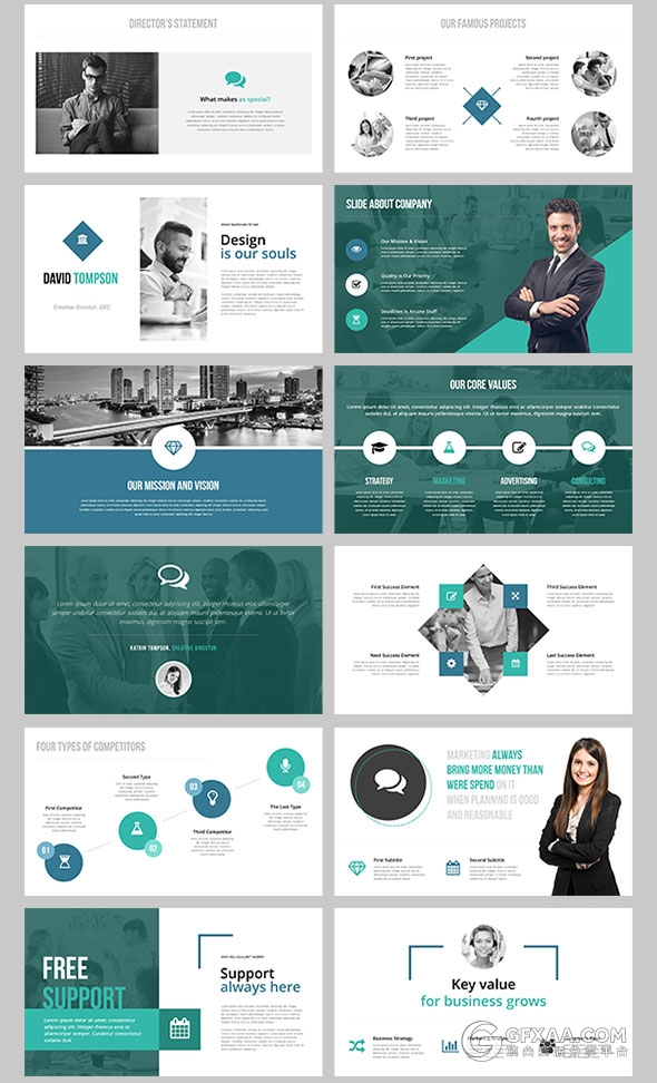 20种配色主题150页高端商务PPT模板 - 顶尖PPT