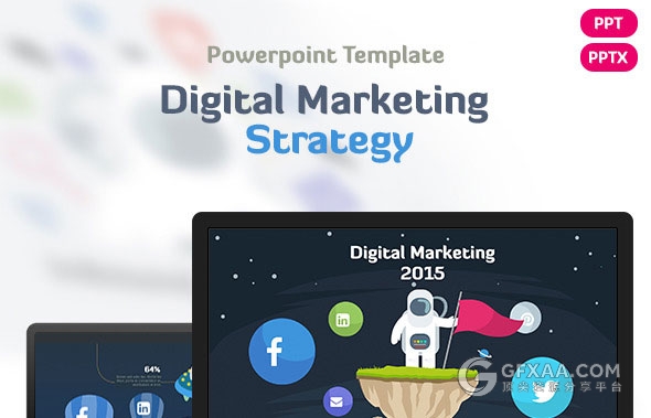 卡通风格宇宙太空动画PPT模板 - 顶尖PPT