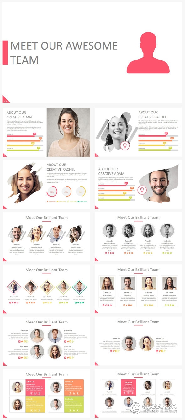 12120总页数30种配色主题多种字母剪影PPT模板 - 顶尖PPT