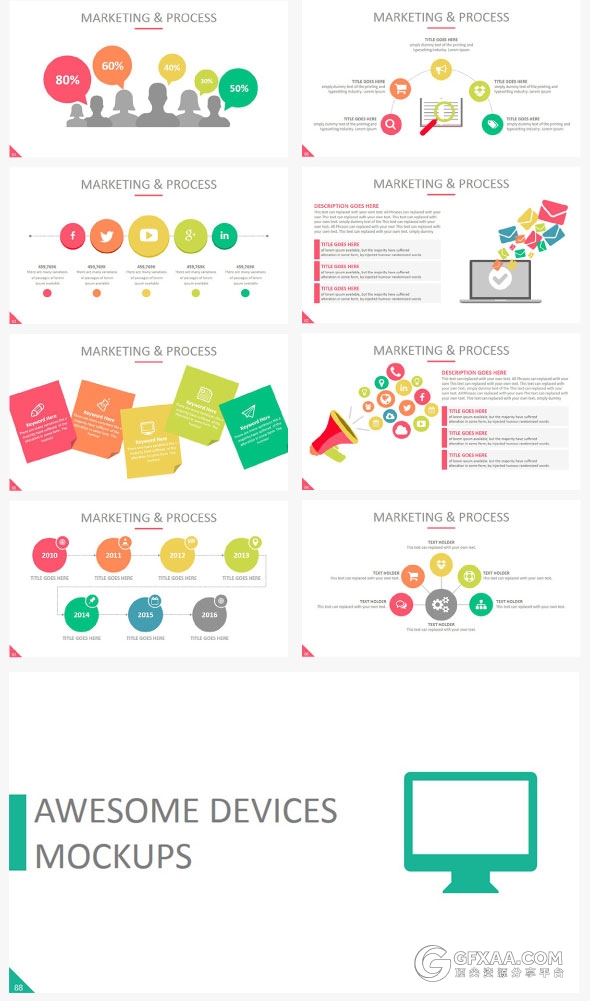 12120总页数30种配色主题多种字母剪影PPT模板 - 顶尖PPT