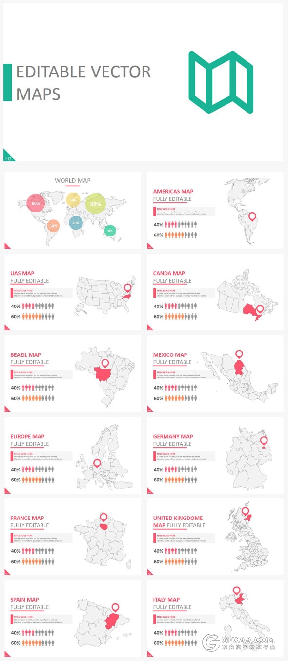 12120总页数30种配色主题多种字母剪影PPT模板 - 顶尖PPT