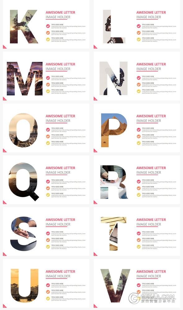 12120总页数30种配色主题多种字母剪影PPT模板 - 顶尖PPT