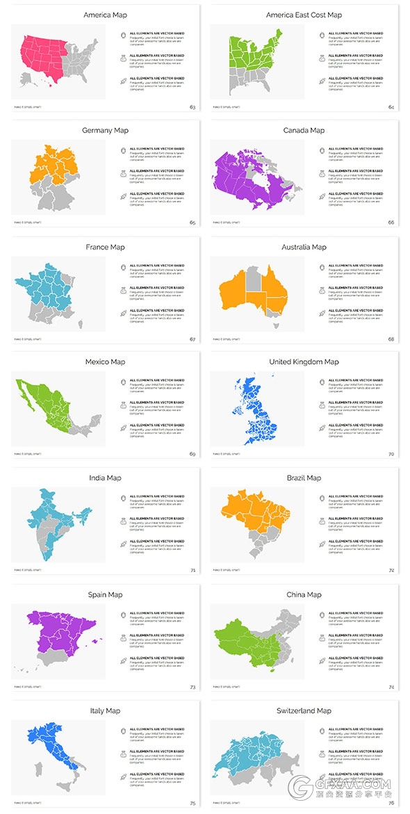 极简风格酷炫色彩图形图标多用途PPT模板 - 顶尖PPT