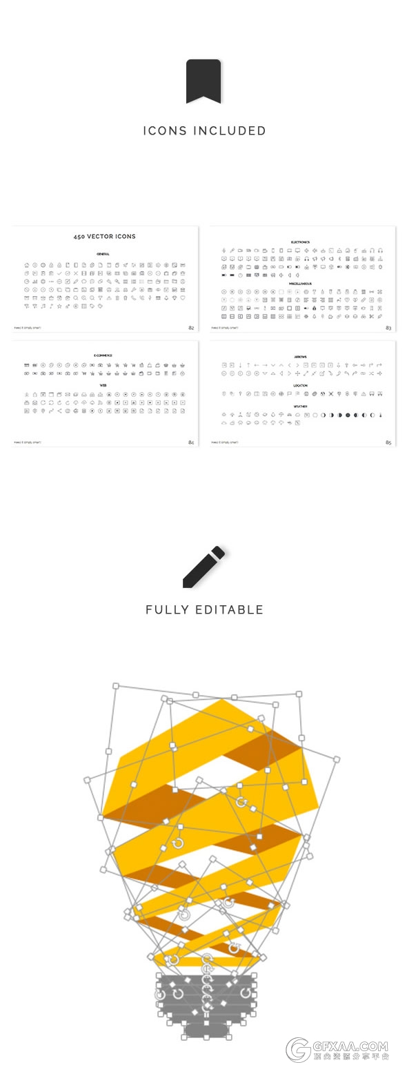 极简风格酷炫色彩图形图标多用途PPT模板 - 顶尖PPT