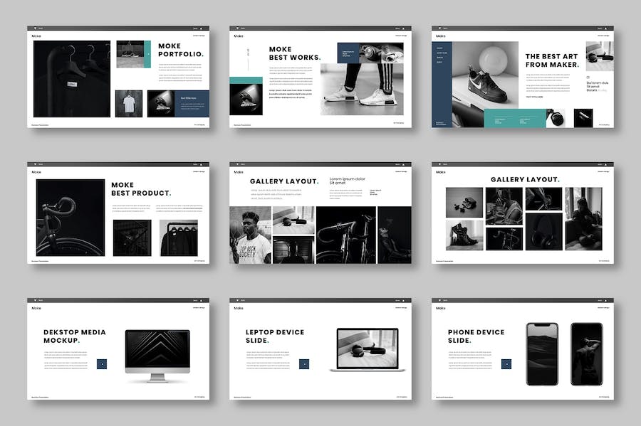 蓝绿色图片展示商务Keynote模板 - 顶尖PPT