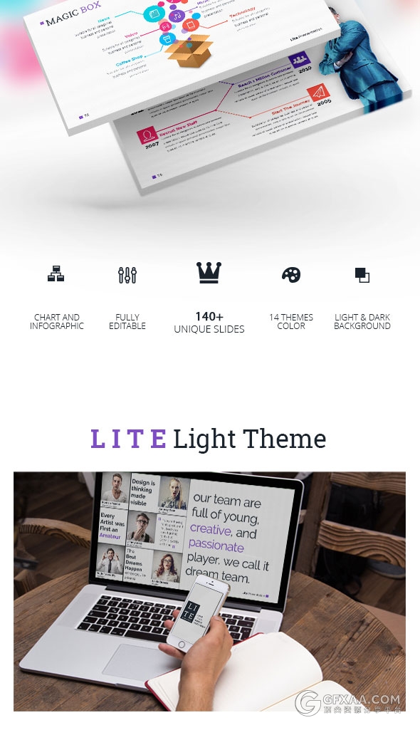 140页精美多色系图形图标keynote模板 - 顶尖PPT