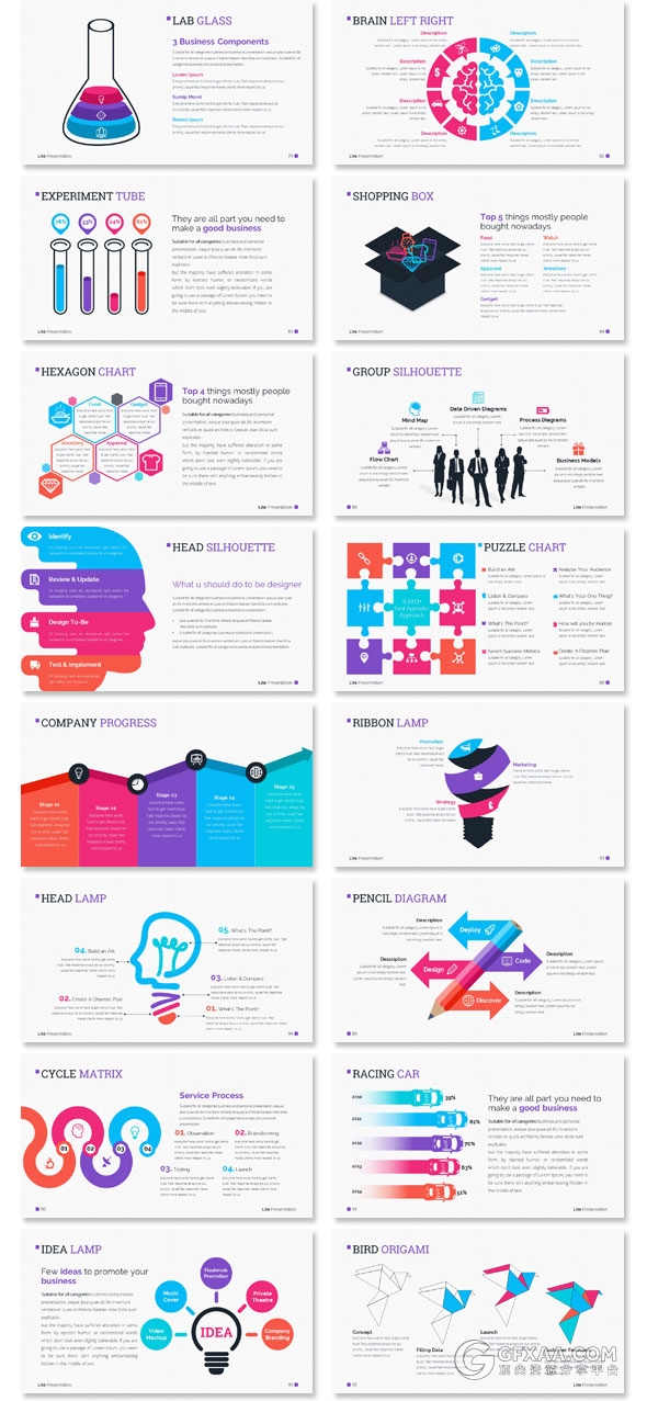 140页精美多色系图形图标keynote模板 - 顶尖PPT