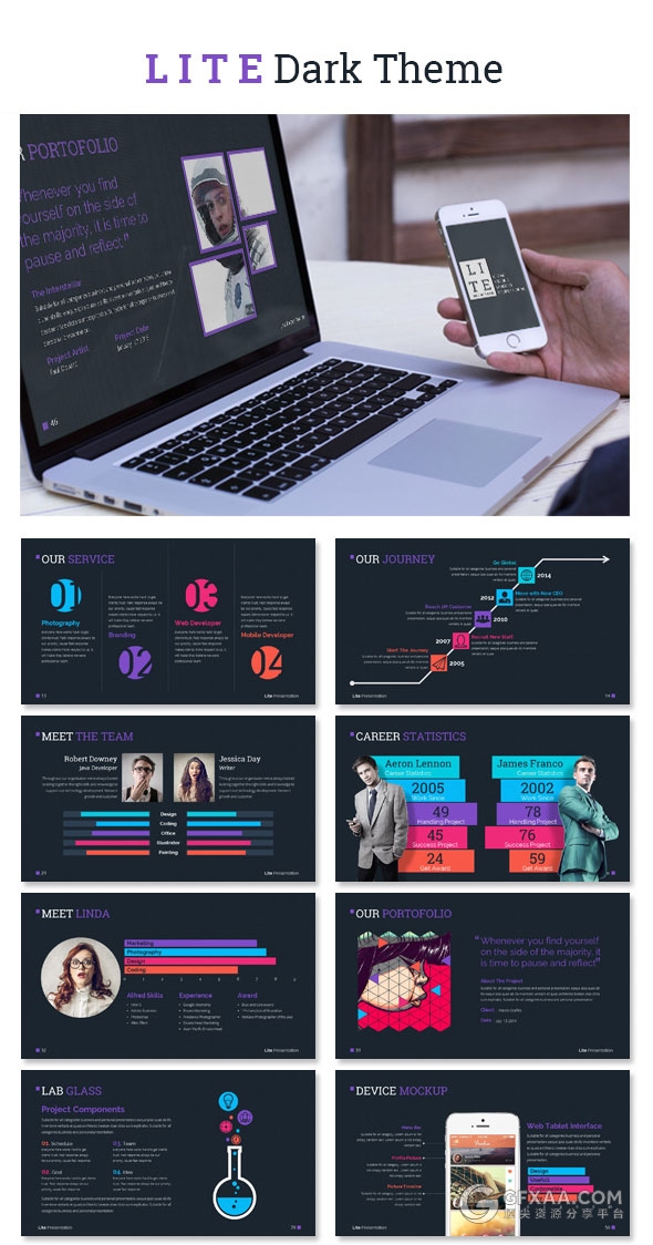 140页精美多色系图形图标keynote模板 - 顶尖PPT