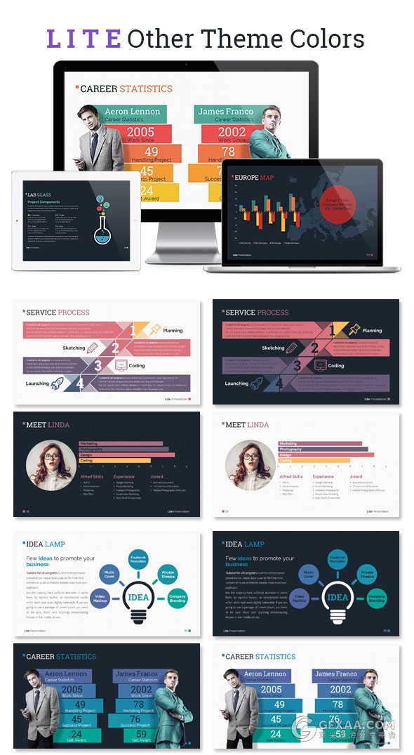 140页精美多色系图形图标keynote模板 - 顶尖PPT