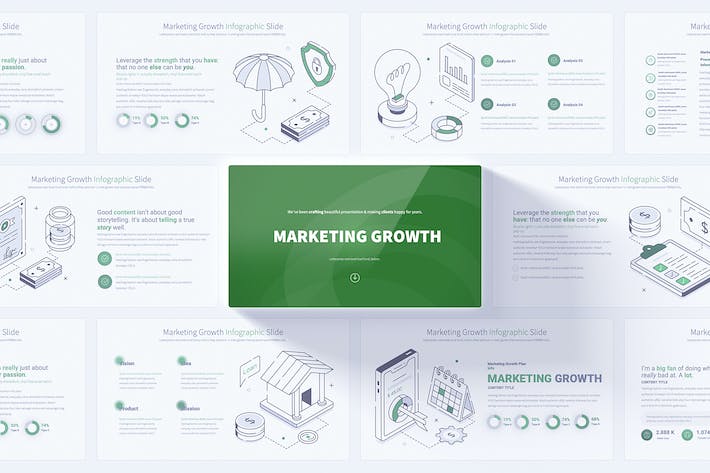 营销增长插画图形PPT模板 - 顶尖PPT