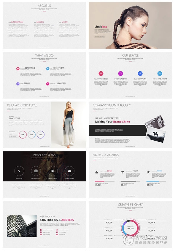 扁平化欧美多色系PPT模板 - 顶尖PPT