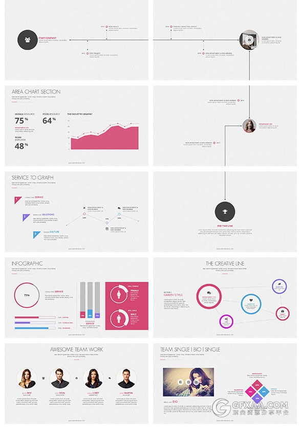 扁平化欧美多色系PPT模板 - 顶尖PPT