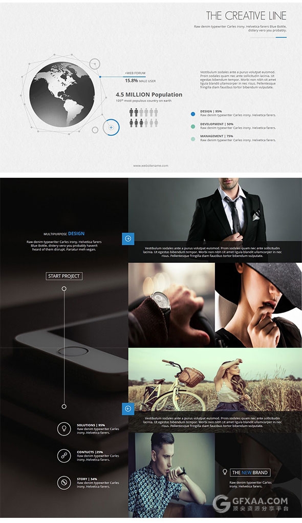 扁平化欧美多色系PPT模板 - 顶尖PPT