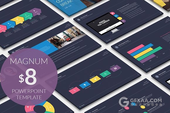 扁平化简约多色系商务PPT模板 - 顶尖PPT