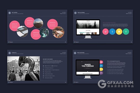 扁平化简约多色系商务PPT模板 - 顶尖PPT