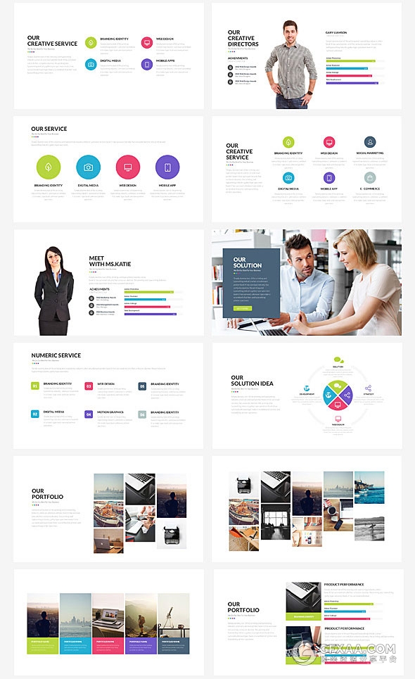 300多页白底彩色图形图标keynote模板 - 顶尖PPT