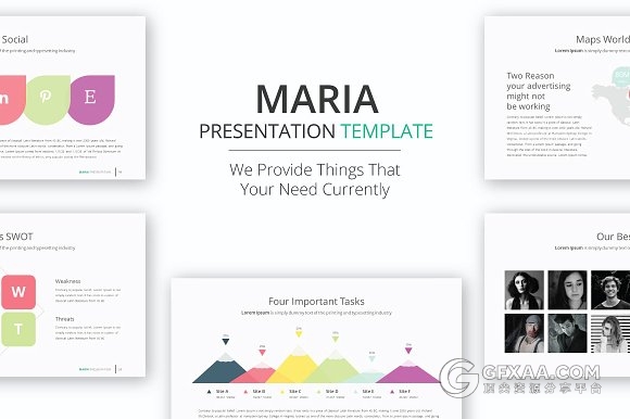 114页白底色彩图形图标商务PPT模板 - 顶尖PPT