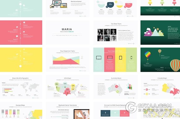 114页白底色彩图形图标商务PPT模板 - 顶尖PPT