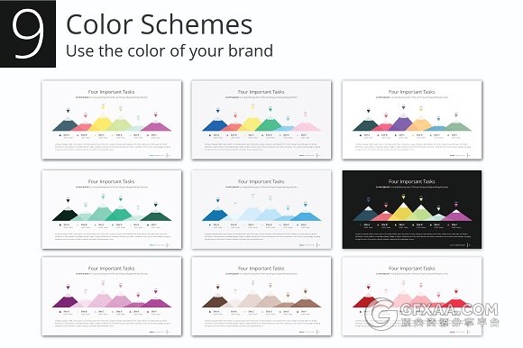 114页白底色彩图形图标商务PPT模板 - 顶尖PPT