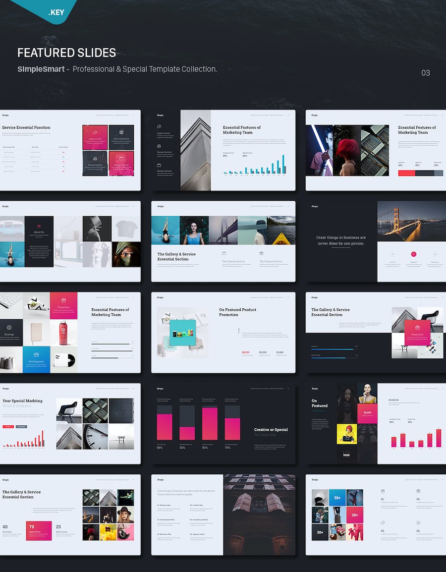 欧美创意简约质感商务多用途keynote模板 - 顶尖PPT